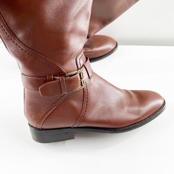 Tory Burch Leather Adeline Knee High Equestrian Riding Boots Brown 6 - Picture 7 of 10
